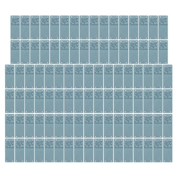 100 st PU-läderetiketter Fågelfärg Handgjorda Mjuka 4 hål Användbara DIY-tillbehör för plånbok Hatt(Blå )