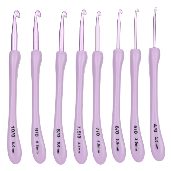 8Pcs Crochet Hook Set Alumina Needle Plastic Handle Knitting Tools Household Supplies Purple