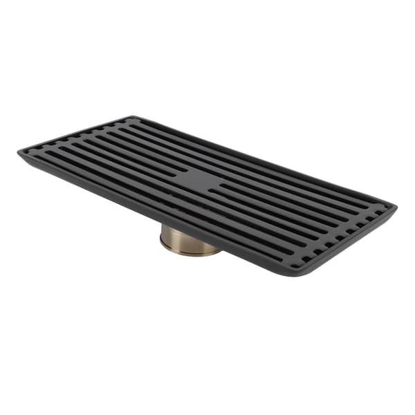 Sort Gulvsluk med Avtakbart Deksel Rustfritt Stål Baderom Kjøkken Tilbehør 10x20cm
