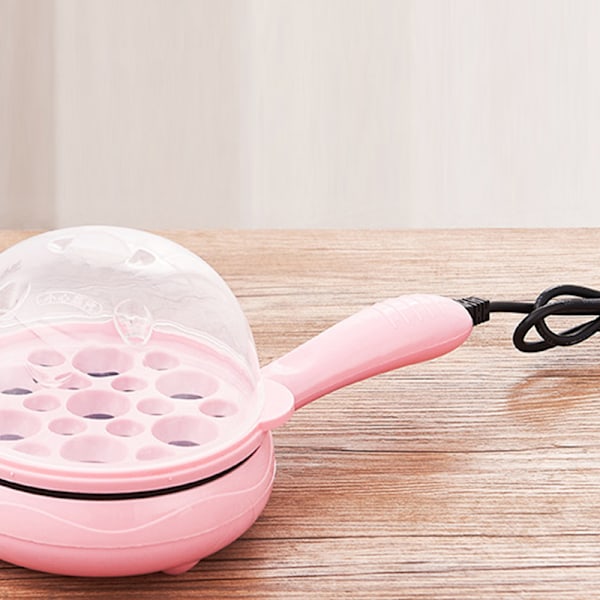 Multifunktionell 2 i 1 äggkokare Non Stick ägg stekpanna äggkokare Automatisk avstängning äggkokare maskin för hem sovsal rosa