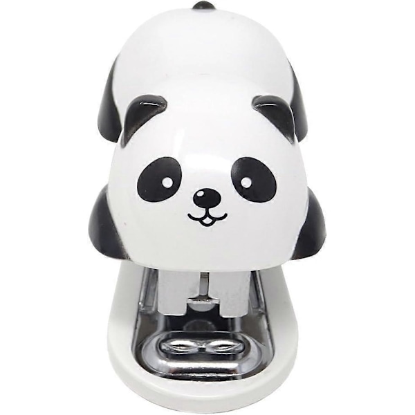 Bärbar mini söt panda skrivbords häftapparat set innehåller 1000 st nr 10 häftklamrar, lämplig för kontor, skola
