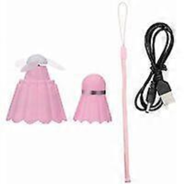 Sulkapallofani kannettava USB mini tuuletin, kaksi nopeutta säädettävissä, pinkki