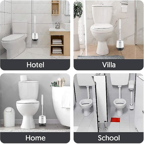 Silikoniset WC-harjat 2 kpl, WC-harja ja pidikkeet, liukumaton muovikahva, joustavat harjakset