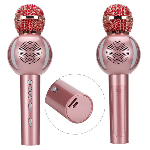 Multifunksjonell trådløs Bluetooth-mikrofon for telefon til karaoke (Rosegull)