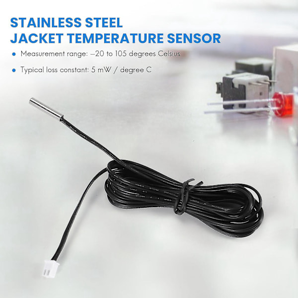 Vktech 1M NTC Termistor Temperaturføler Vandtæt Sonde Ledning 10K 1% 3950-B5