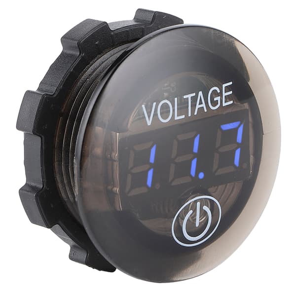 Universal LED DC Digital Voltmeter Spenningsmåler Bilbatterimåler 12‑24V M/ Berøringsbryter Blå
