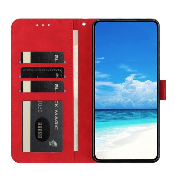 Etui til Samsung Galaxy A56 5G, sommerfugl blomst trykt PU læder pung stativ telefonbeskyttelse Red