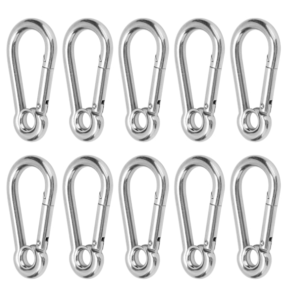 10 st Snapkrok Rostfritt stål Säkerhetsrep Fjäderkarbin Hängande spänne TillbehörM8(8mm)