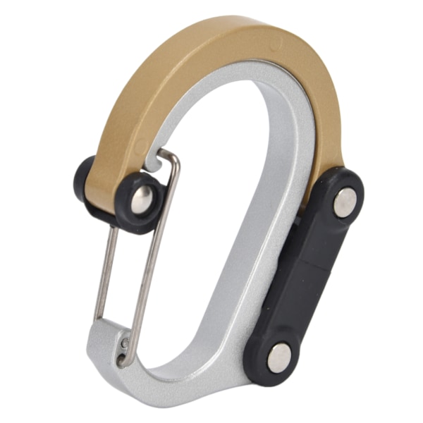 D-type karabinkrok i aluminiumlegering, multifunksjonell, bærbar, for barnevogn, reiser, camping, fotturer, gull