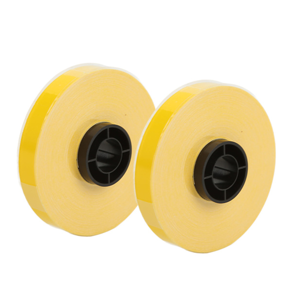 2 rullar etikettmaskintejp, vardera 52,5 fot lång, 9 mm bred, rivbeständig PET-etikettmaskintejp påfyllningar för MAX LM 550A gul