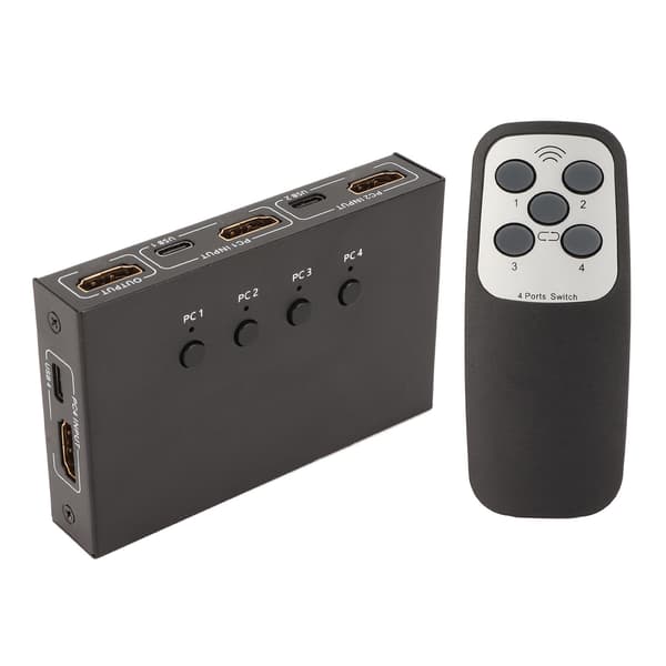 KVM Switcher 4K 60Hz 18Gbps 4 ind 1 ud HD Multimedia Interface 2.0 KVM Switcher med USB-interface