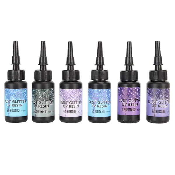 6 stk farget UV-harpiks 10 ml hver pennformet raskherdende aluminiumsfolie Tetting UV-lim for DIY smykker håndverk Lilla serien