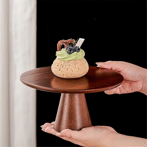 Elegant Træ Kageopsats - Høj Fodet Dessertdisplay Tallerken