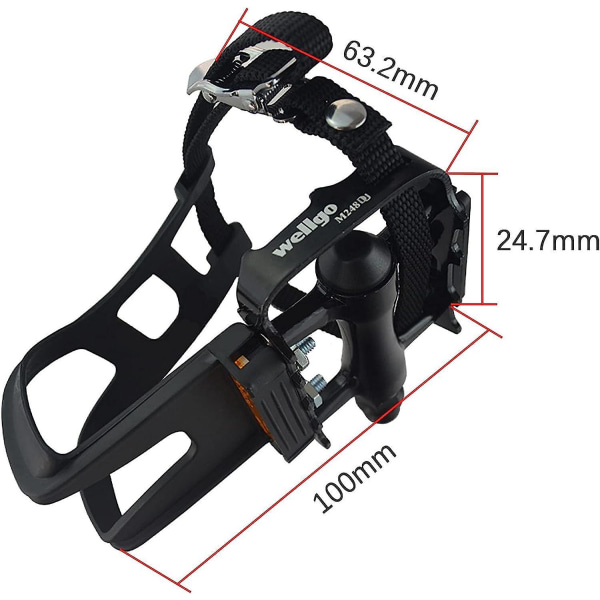 Halkfria motionscykelpedaler med remmar