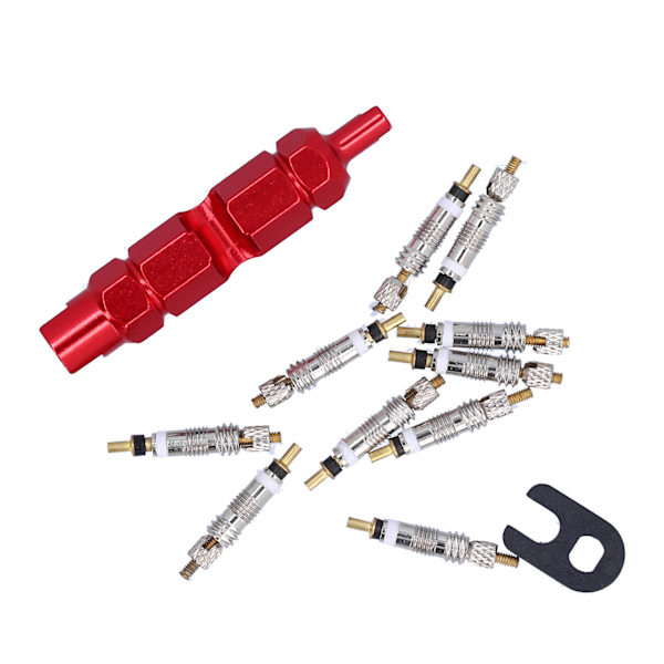 10 STK Cykelventil Core Remover Tool Kit Reparationssæt Fransk messing til Mountain Bicycle Red