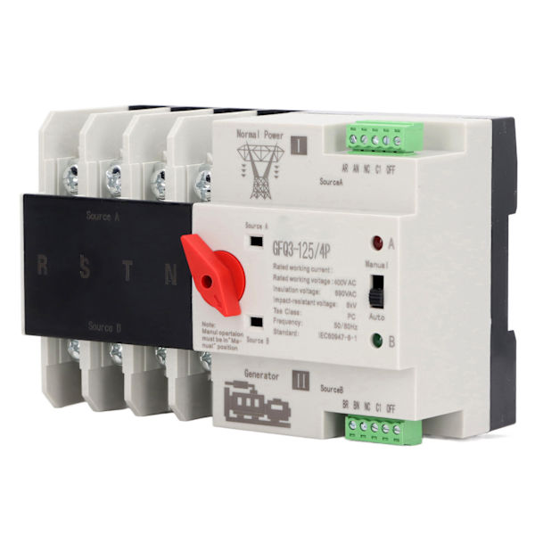 4P AC400V 80A Dobbelt Strøm Automatisk Overførselskontakt ATS Skift Timing Controller Kontakt 50 60Hz