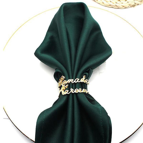 Eid Gull Serviettringer - Sett med 10 Metall Serviettringholdere for Ramadan, Bryllup og Festdekor