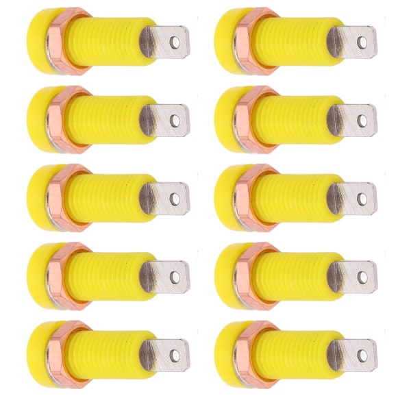 10 st 4 mm Banana Jack Socket Mount Binding Post Connector Adapter Panel för elektroniskt instrument Gul