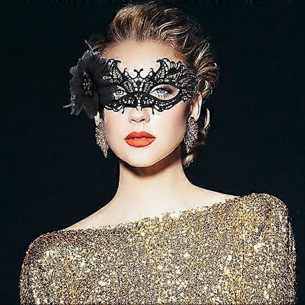Lady of Luck Blonde Maske, Sexet Venetiansk Mascara Blonde Sort Bal Maske Halloween Fest