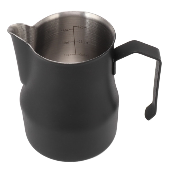 Melkeskummerkopp 304 Rustfritt Stål Tute Munn Skala Kaffe Latte Melkeskummerkopp for Arbeidskontor Matt Svart 550ml