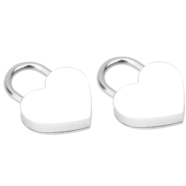 2 set hjärtformade lås i metall, färgglada, utsökta hänglås, hushållsartiklar, hantverksmaterial med nycklar 30x39mm vit
