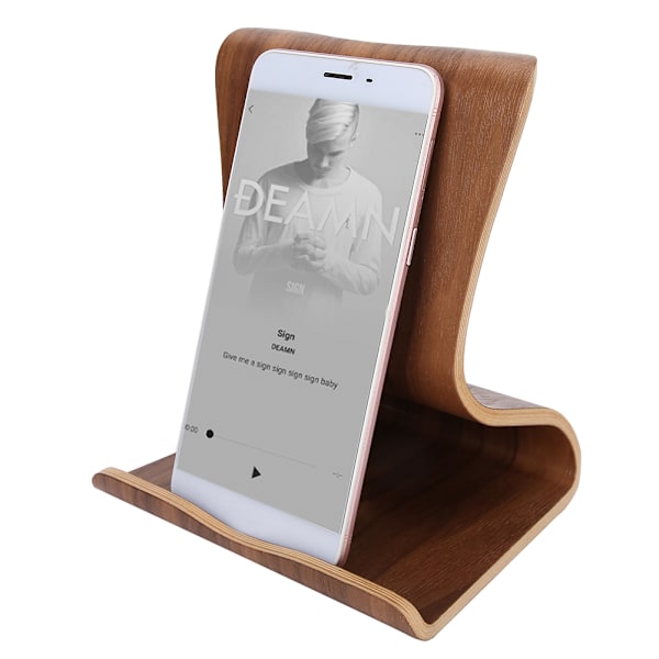 Trä Mobiltelefon Stativ Bordplatta Surfplatta Hållare Fäste för Sängbord Kontor Skrivbord Brun
