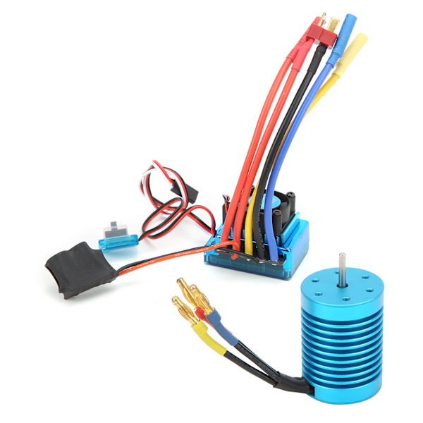 F540 4370KV 4P borstlös motoruppsättning med vattentät borstlös 60A ESC för 1/10 RC-bil blå