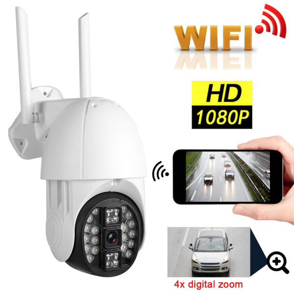 Vanntett Wifi PTZ Dome Camera 20LED 1080P Hight Definition Outdoor Surveillance 110-240VEU