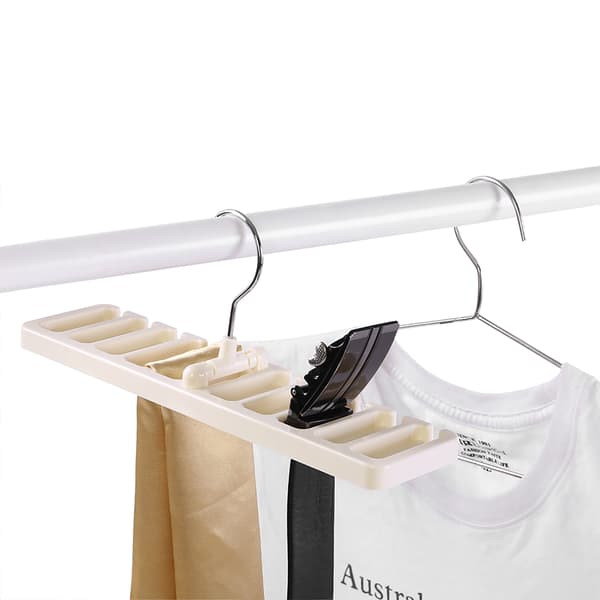 10-spors slipsbelte skjerf stativ organizer solid plast klesskap garderobe plassbesparende beige