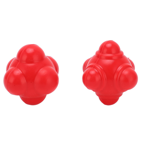 2 stk Gummi Reaction Bounce Balls Uregelmæssig Form Reaction Balls til koordination Agility Speed ​​Training Rød