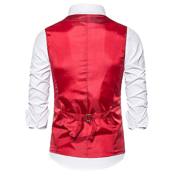 Herr Sequin Casual Väst XL Vinröd
