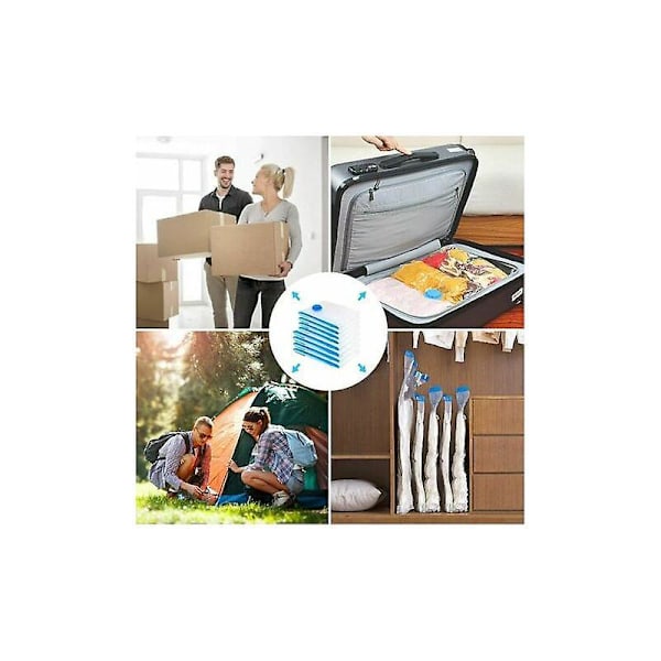 6 Pakning 80 x 100cm Vakuum Oppbevaringsposer, Vakuum Reisebag, Gjenbrukbare Vakuum Oppbevaringsposer