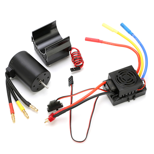 3650 3100KV Vattentät 4-polig Borstlös Motor 60A ESC Kylfläns Combo Set för 1/10 RC Bil