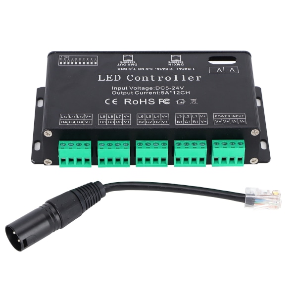 12-kanals DMX Constant Decoder RGB LED Light Strip Controller DMX512 Decoder DC5-24V