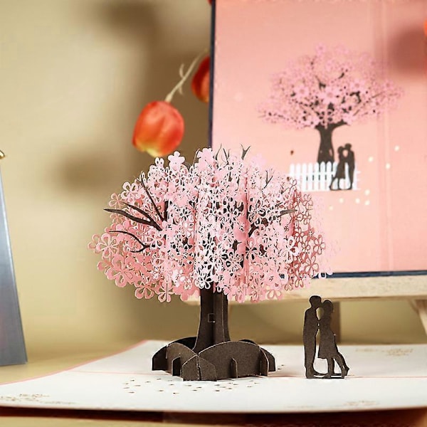 Käsintehty Kirsikankukkakortti Pop Up 3D Kukka Kortti Romanttinen Rakkauskirje Onnittelukortti Vuosipäivä Häät Ystävänpäivä Syntymäpäivälahjakortti Tyhjä Paperitavara Pap