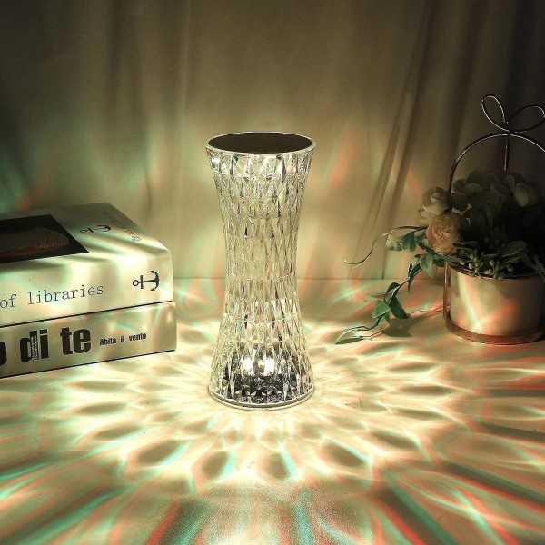 LED Diamond Crystal Bordlampe med 16 farger - Oppladbart stemningslys - Touch og fjernkontroll