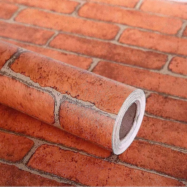 Koristeellinen itseliimautuva tapetti, punainen tiilitapetti, painettu liimattava paperi, helppo asentaa, kuorittava