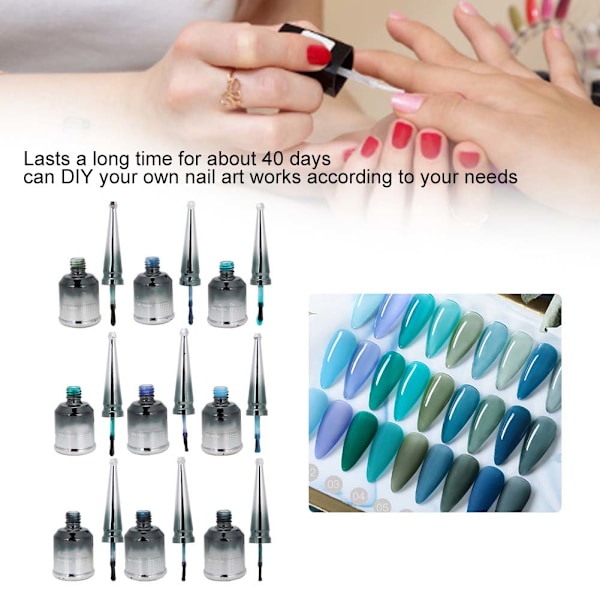 9 kpl 15 ml UV-geelilakkaa pitkäkestoinen DIY-kynsien taide UV-geeli kotikynsistudioon B57