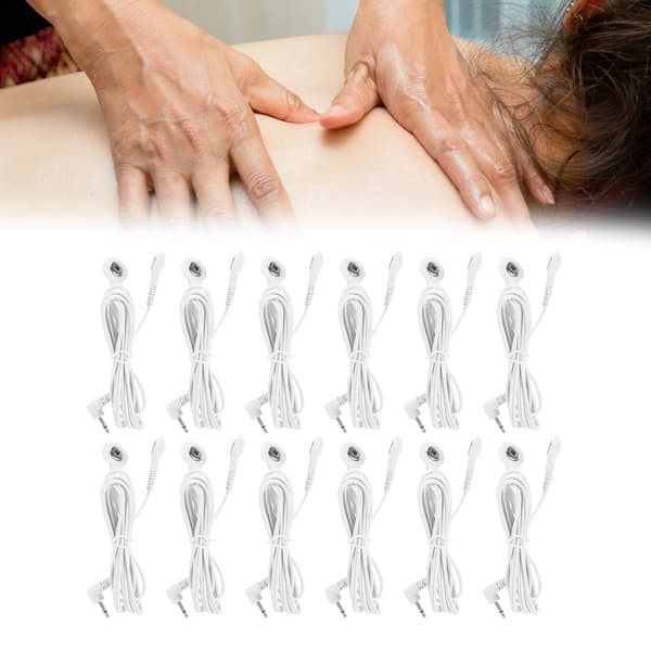 12 stk. DC 2,5 mm 2-grenet knapelektrode ledningskabel til digital TENS massageapparat