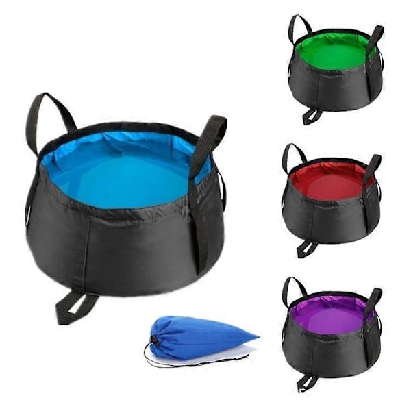 Blå Sammenklappelig Vaskebalje, Foldbar Spand Multifunktionel Bærbar Letvægts Vandtæt Sammenklappelig Vaskebalje med Opbevaringstaske til Camping Rejser Picnic F