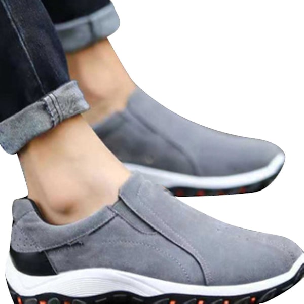 Breathable Slip On Casual Sports Shoes for Men - Large Size48 Gray