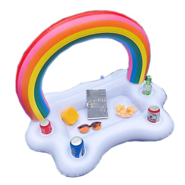 Oppblåsbar Rainbow Cloud-drikkeholder for basseng, morsom leke for barn og voksne
