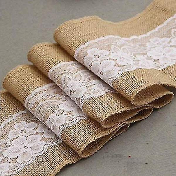 Sæt med 5 burlap Lace Chair Sashes - Hessian Jute stolebetræk sløjfer til rustik linnedindretning