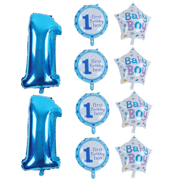 10 st 1:a födelsedagsfest ballonger ljusa levande färger 1:a födelsedagstema grattis på födelsedagen ballong för första födelsedagsfest blå