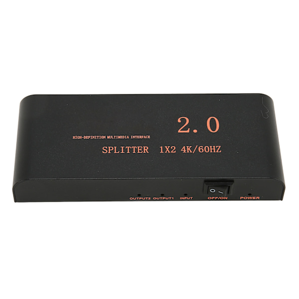 HD Multimedia Interface Splitter 1x2 1 in 2 Out 4K 60Hz 18.2Gbps HD Multimedia Interface Distributor Box 100‑240V EU Plug