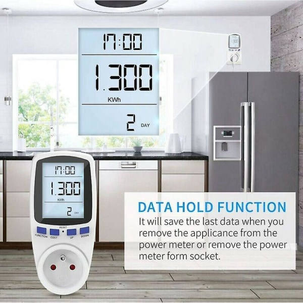 Smart Power Meter-uttag med 7 lägen och LCD-skärm - Energisparande, 3680W