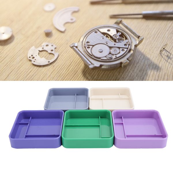 Dammtät watch i plast Skruvförvaringslåda Watch för urmakare