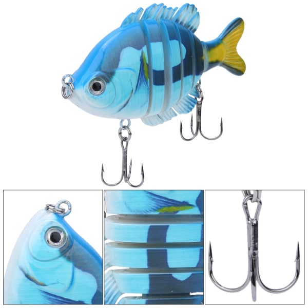 Bionic multiple segmenter agn fisk lokke tilapia form med diskant krok fiskeutstyr 8,5 cm6#