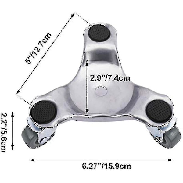 4-pack 6-tums Tri-dolly set i stål för att flytta möbler och apparater, 220 lbs lastkapacitet-B5