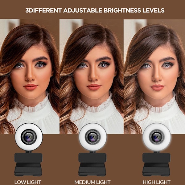 Full HD 4K webkamera datamaskin webkamera videokamera innebygd ringlys webkamera
